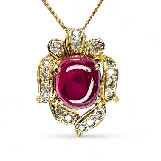 15ct Spinel & Diamond Pendant
