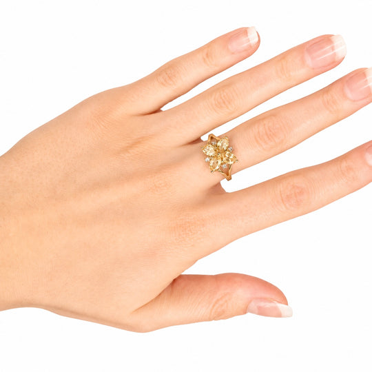 9ct Garnet & White Zircon Floral Cluster Ring
