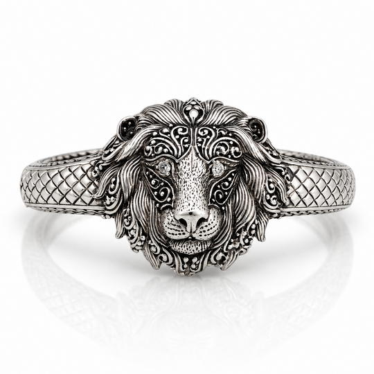 Sterling Silver Lion Bangle