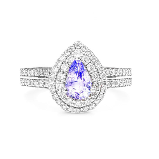 9 Karat Tansanit &amp; Diamant Halo Ring