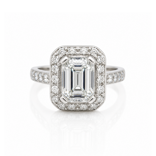 18ct White Gold Diamonds, Emerald Cut, Engagement Ring, 1.46cts