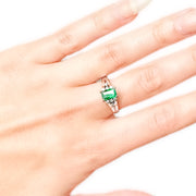 14ct White Gold Emerald & Diamond Ring