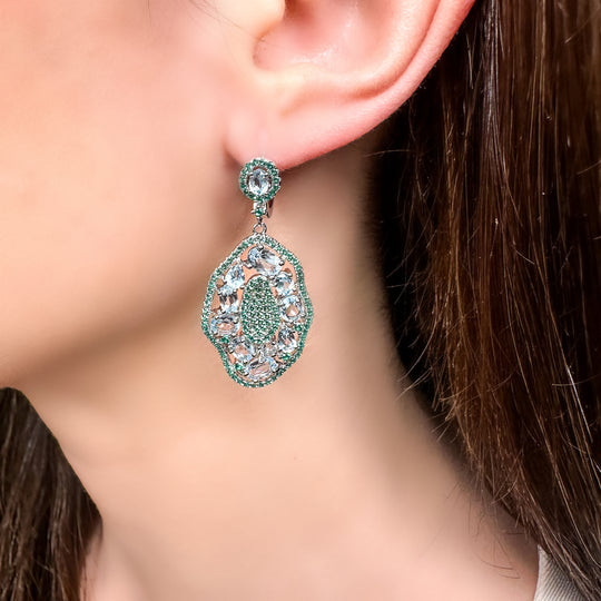 Topaz Geometric Sterling Silver Drop Earrings