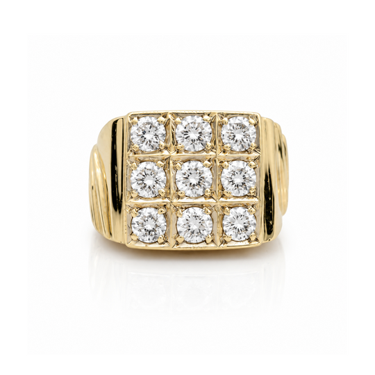 18ct Yellow Gold Mens Diamond Ring 