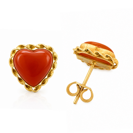 18ct Yellow Gold Coral Earrings