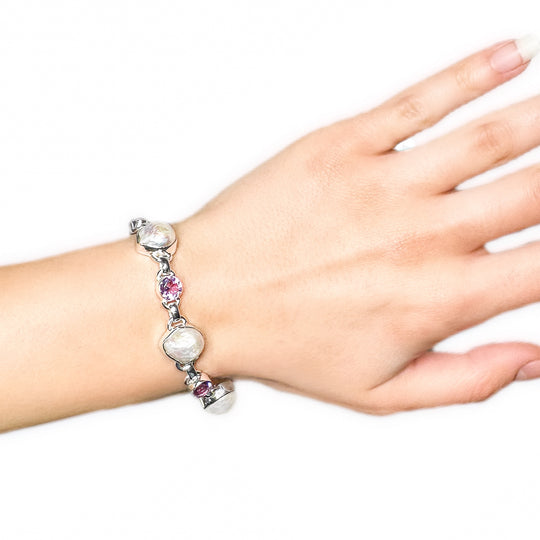 Pearl & Amethyst Sterling Silver Bracelet 