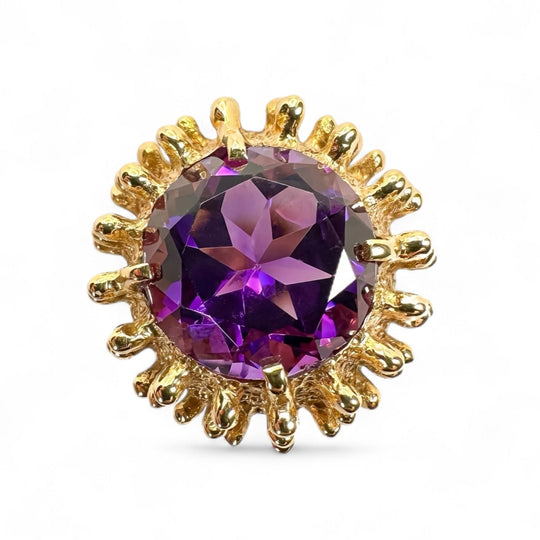 14ct Yellow Gold Sputnik Amethyst Ring