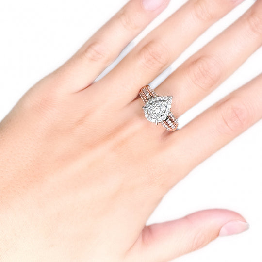 9ct Rose Gold Pear Shape Diamond Ring