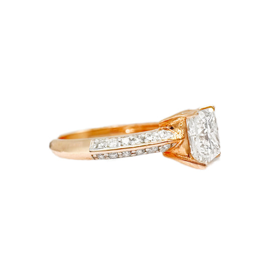 14ct Rose Gold & Princess Cut Diamond Ring
