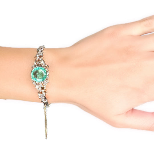 18ct Antique Emerald & Diamond Bangle