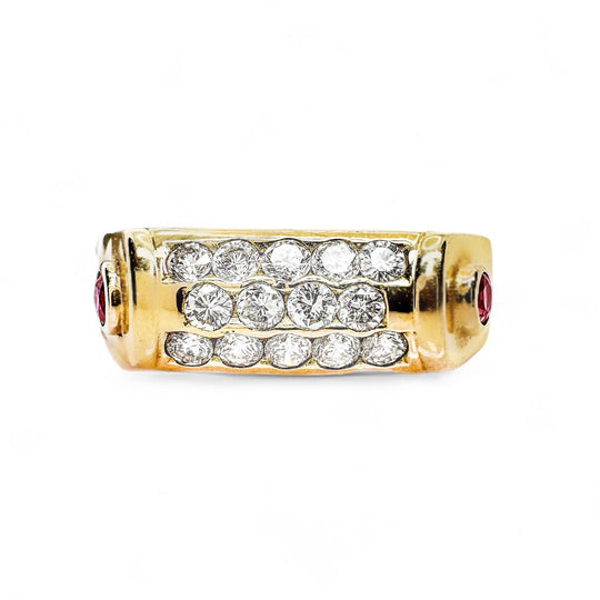 18ct Yellow Gold Diamond & Ruby Ring