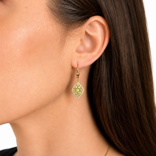 9ct Peridot & Diamond Drop Earrings