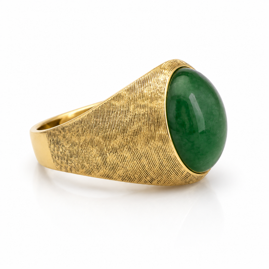 14ct Yellow Gold Jadeite Mens Ring
