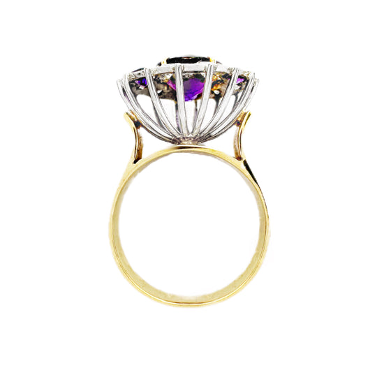 18ct Vintage Amethyst & Diamond Ring