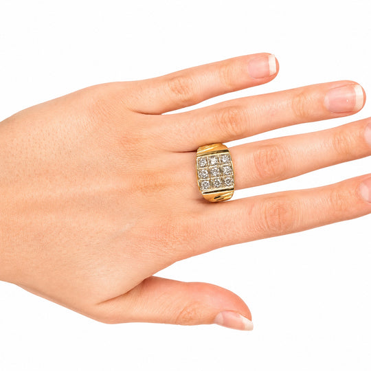 18ct Yellow Gold Mens Diamond Ring 