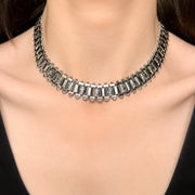 Vintage Patterned Sterling Silver Choker Necklace