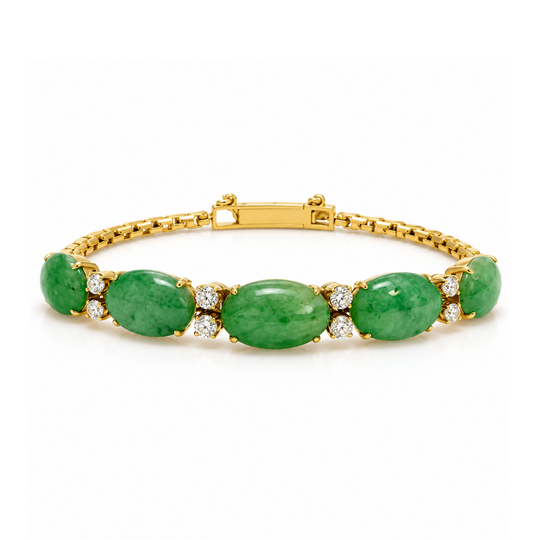 Vintage Jadeite & Diamond Bracelet 