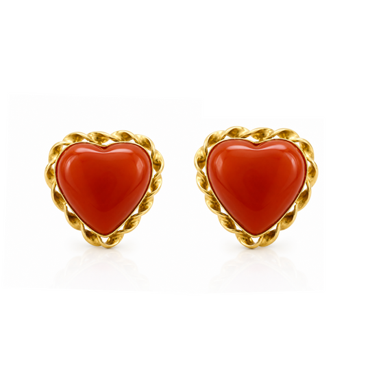 18ct Yellow Gold Coral Earrings