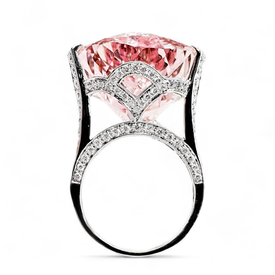 18ct White Gold Kunzite & Diamond Ring