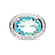 18ct White Gold Aquamarine & Diamond Ring