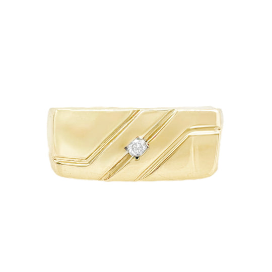 Mens 9ct Yellow Gold Diamond Ring