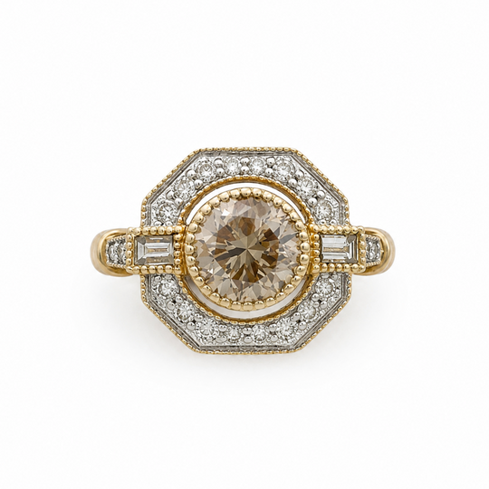 14ct Yellow Gold Floating Halo Ring