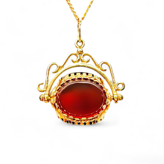 9ct Vintage Spinning Fob Pendant