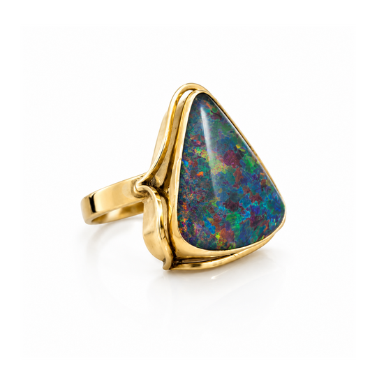 9ct Yellow Gold Triangular Opal Ring 