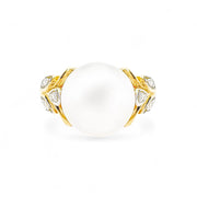 9ct Yellow Gold Diamond & Pearl Ring