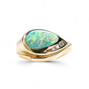 18ct Yellow Gold & Diamond Opal Ring