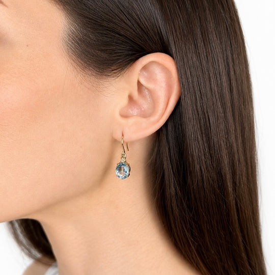 18ct Aquamarine & Diamond Earrings 