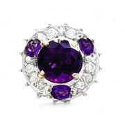 18ct Vintage Amethyst & Diamond Ring