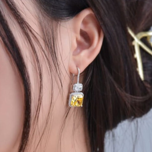 Sterling Silver Yellow Drop Earrings