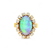 18ct Yellow Gold Opal & Diamond Ring