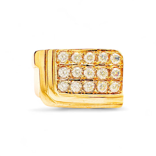 Herrenring aus 18 Karat Gelbgold mit Zirkonia
