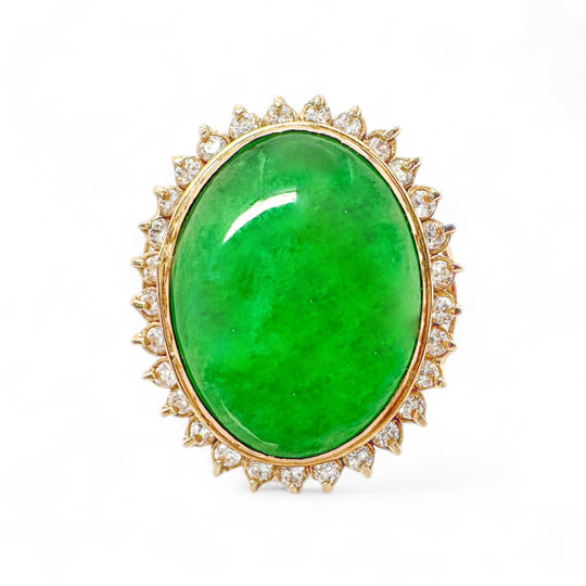 14ct Jade & Cubic Zirconia Ring