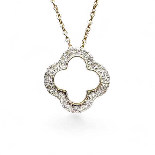 14ct Clover Diamond Pendant & Chain