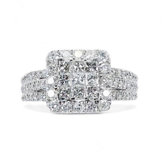 9ct White Gold Diamond Cluster Ring