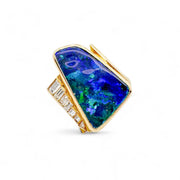 18ct Yellow Gold Opal & Diamond Ring