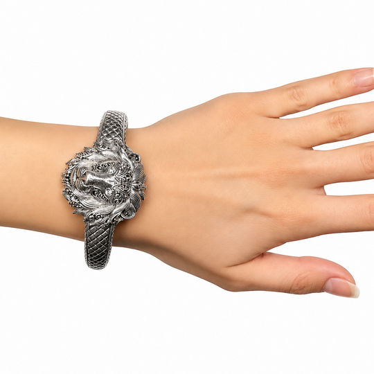 Sterling Silver Lion Bangle