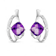 14ct Amethyst & Diamond Earrings