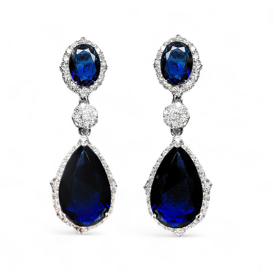 Blaue Tropfenohrringe aus Sterlingsilber