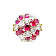 18ct Yellow Gold Ruby & Diamond Cluster Ring