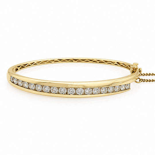 9ct Yellow Gold Diamond Bangle