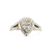 9ct Yellow Gold Halo Pear Cluster Diamond Ring