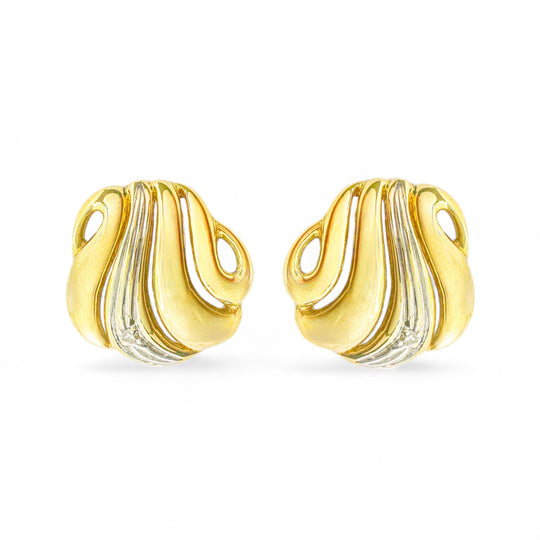 18ct White & Yellow Gold Diamond Earrings