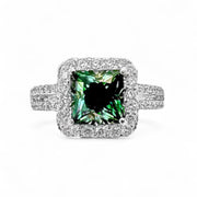 18ct White Gold Green Sapphire & Diamond Ring