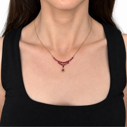 14ct Yellow Gold Ruby & Diamond Necklace
