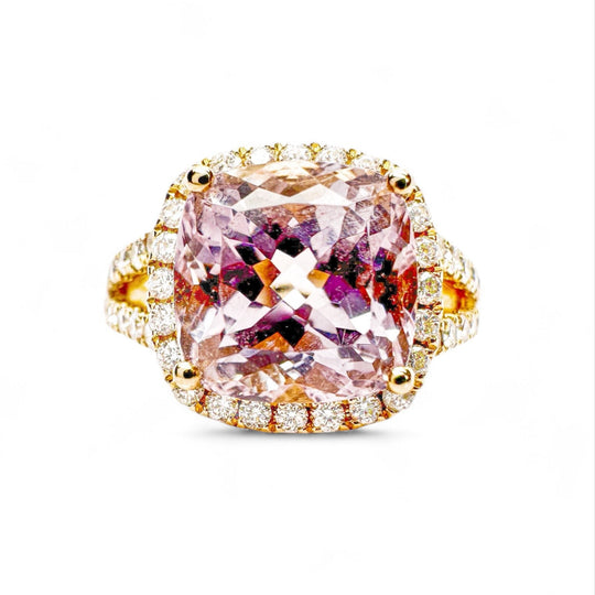 14ct Yellow Gold Kunzite & Diamond Ring