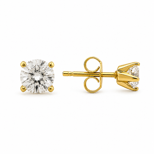 18ct Yellow Gold Diamond Stud Earrings, 0.62cts